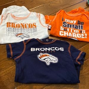 Lot of 3 infant size Broncos onesies